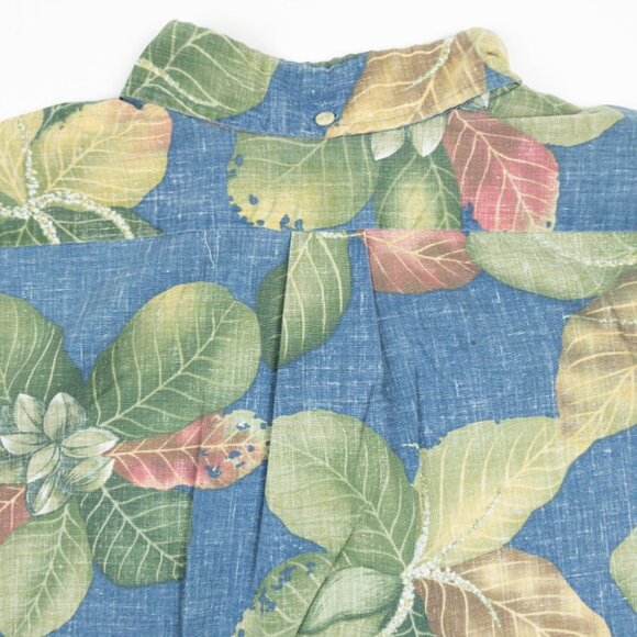 Reyn Spooner Popover Shirt Men's Large Hawaiian Tropical Floral Blue Green - Picture 8 of 14
